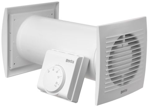 Warmluft - Ø 125mm Set Lüfter Heizlüfter Wärmetauscher Wand Ventilator mit Thermostat